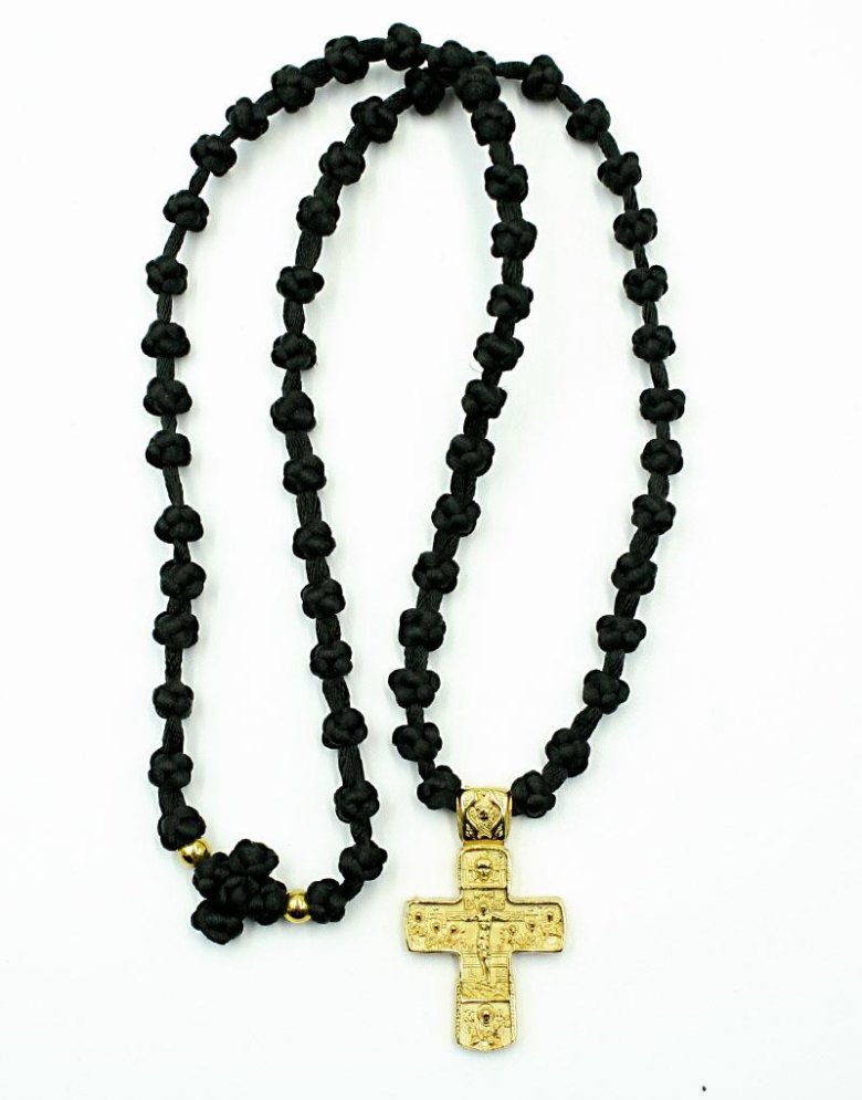 Komboskini necklace pendant with metal cross