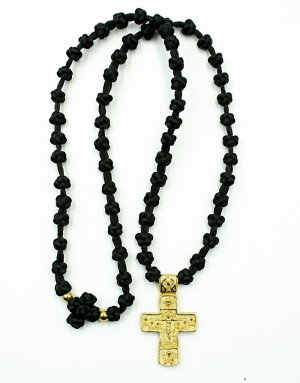 Komboskini necklace pendant with metal cross