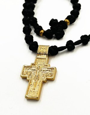 Komboskini necklace pendant with metal cross