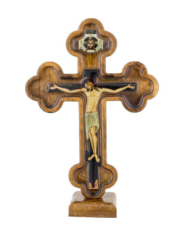 Wooden table cross with liquid glass - 21*13cm