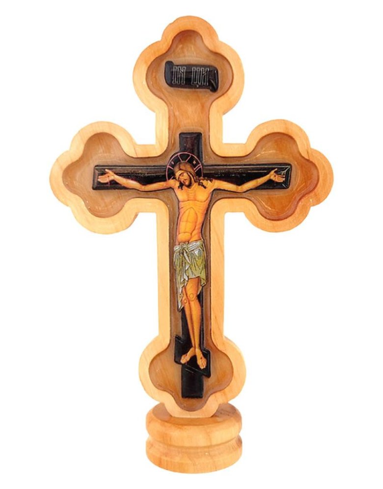 Wooden table cross with liquid glass - 25*17cm
