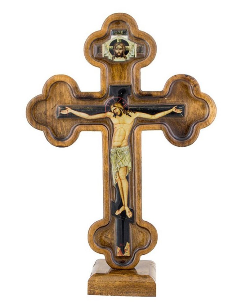 Wooden table cross with liquid glass - 25*17cm