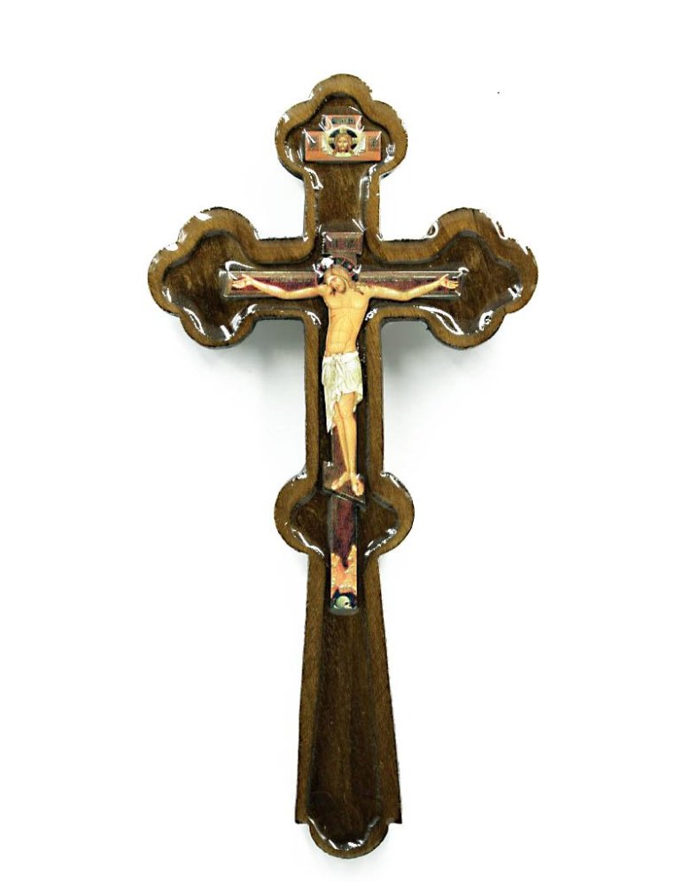 Wooden blessing cross with liquid glass - 22*11cm