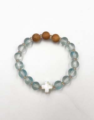 Bracelet with glass and wooden aromatic beads