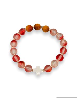 Bracelet with glass and wooden aromatic beads