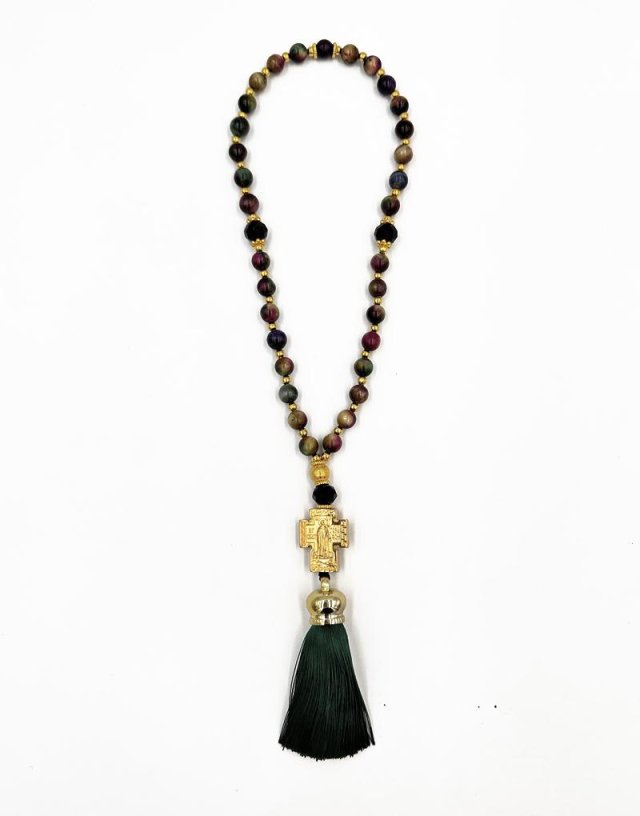 Komboskini Prayer rope 33 semi-precious beads Tiger Eye-Mount Athos