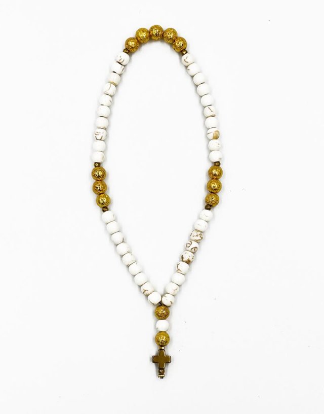 Komboskini Pendant 50 semi-precious beads of haolite and lava