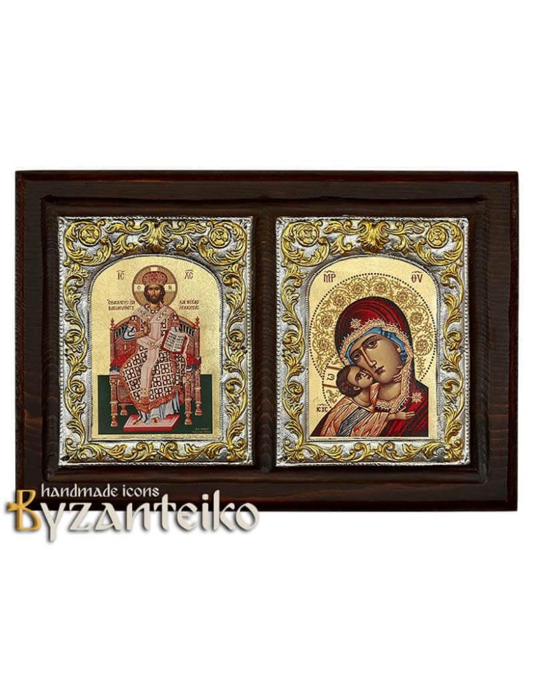 Composition- Jesus Christ the Great High Priest and Virgin Mary Sweet Kisser (with metal frame)