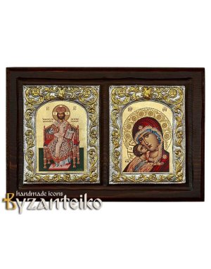 Composition- Jesus Christ the Great High Priest and Virgin Mary Sweet Kisser (with metal frame)