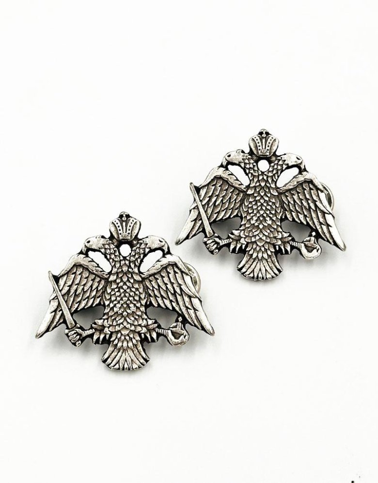 Lapel pin Byzantine Double-headed Eagle Silver 4*4.5 cm