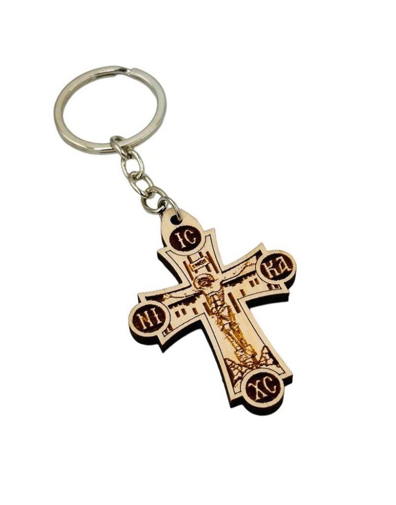 Wooden keychain Cross "IC XC NIKA"