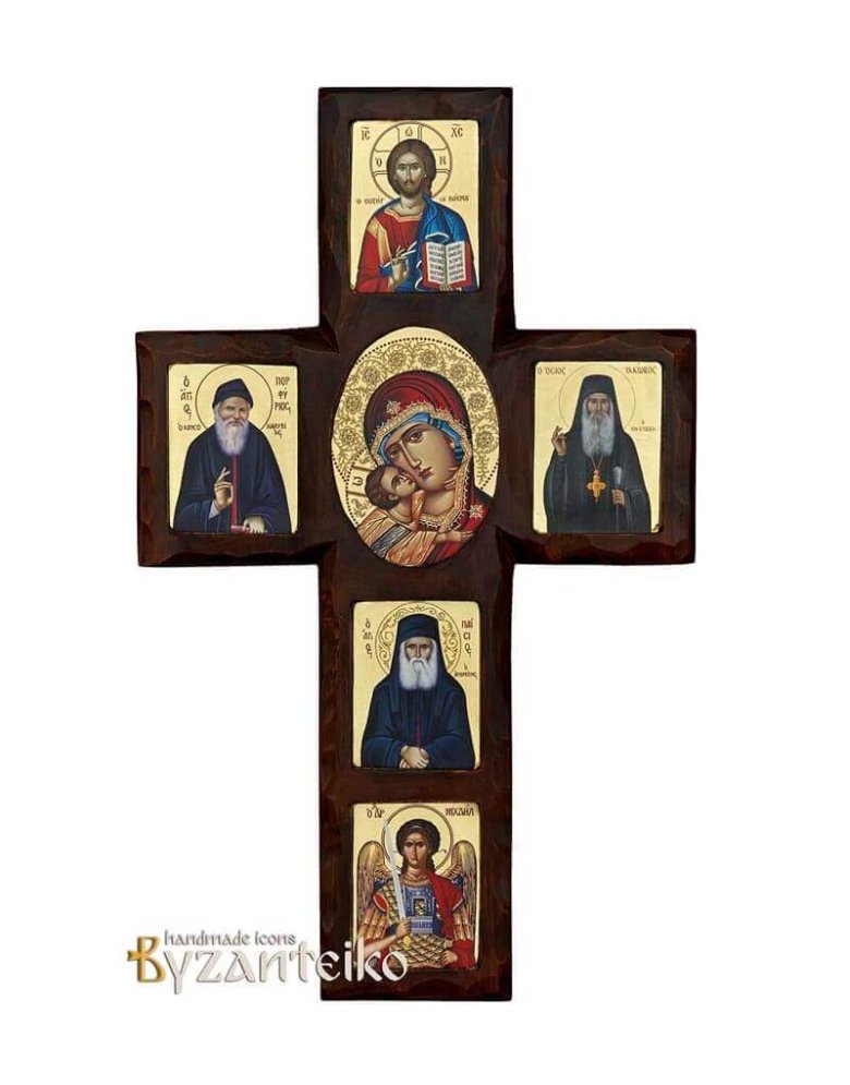 Carved Cross Composition of 6 icons