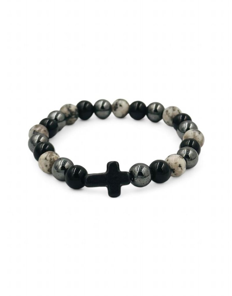 Bracelet with semi-precious stones and cross