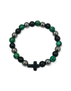Bracelet with semi-precious stones and cross
