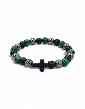 Bracelet with semi-precious stones and cross