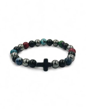 Bracelet with semi-precious stones and cross