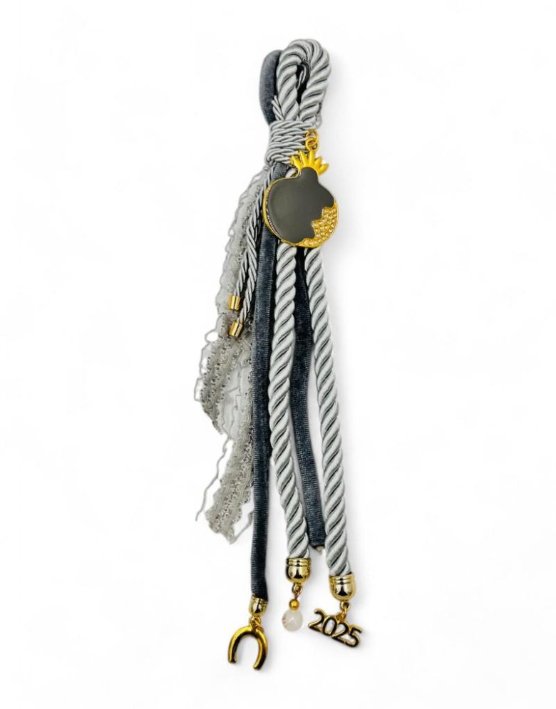 Good Luck Charm 2025 Grey with Shiny Pomegranate - 30 cm