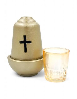 Ceramic Candle in Beige with Inner Glass for Oil