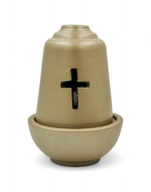 Ceramic Candle in Beige with Inner Glass for Oil