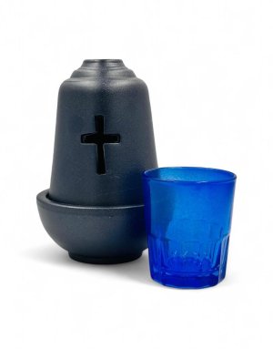 Ceramic Candle in Blue with Inner Glass for Oil