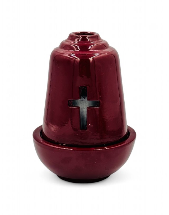 Ceramic Candle in Red with Inner Glass for Oil