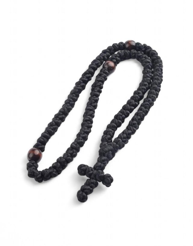 Komboskini 100 knots black with wooden beads | Mount Athos
