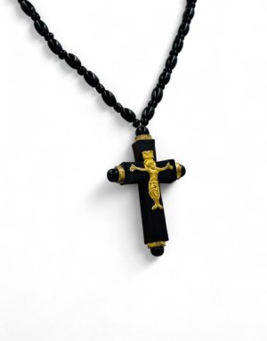 Wooden Cross Necklace with the Crucified Jesus Christ