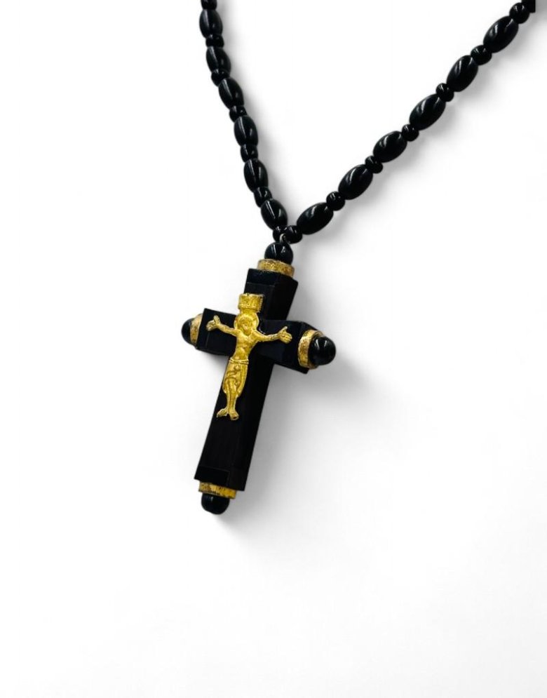 Wooden Cross Necklace with the Crucified Jesus Christ