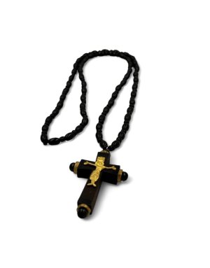 Wooden Cross Necklace with the Crucified Jesus Christ