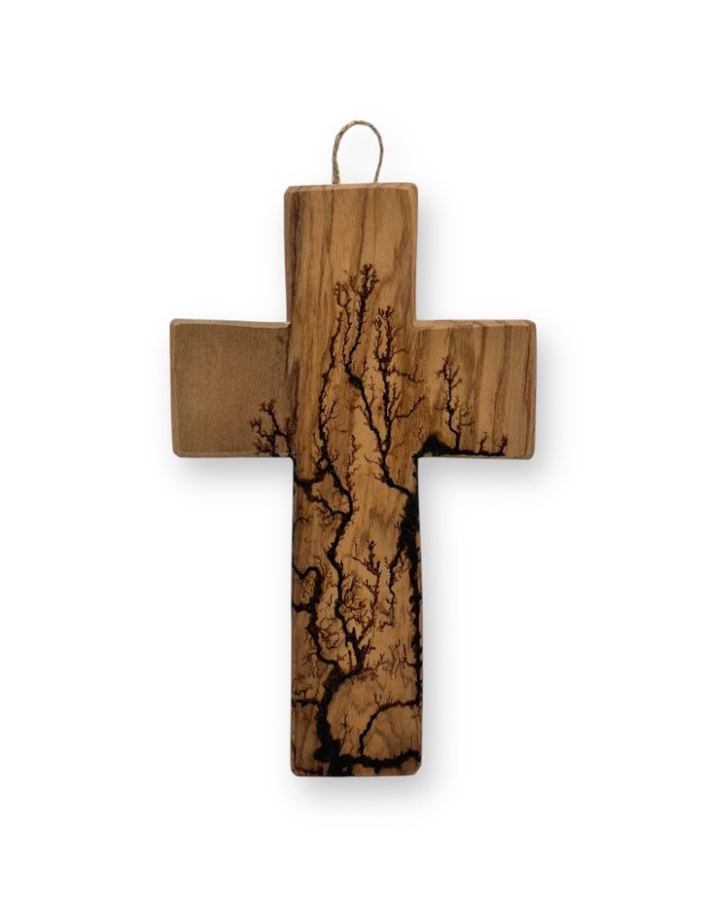 Ηandcrafted olive wood cross 9*15cm | Pyrography with electricity