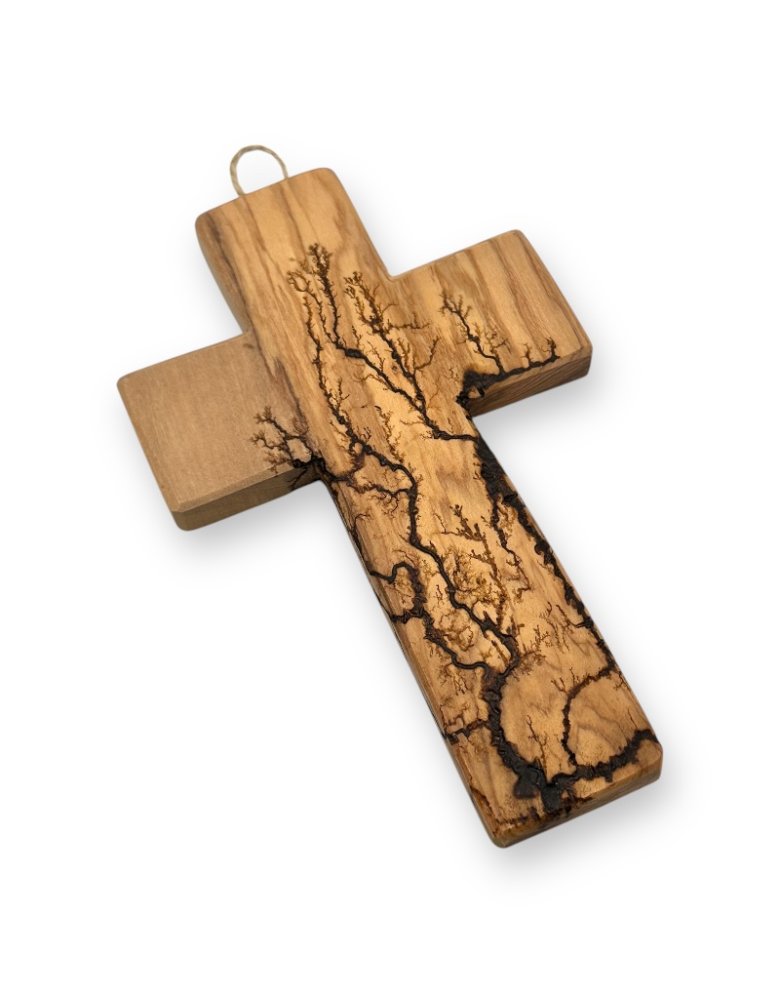 Ηandcrafted olive wood cross 9*15cm | Pyrography with electricity