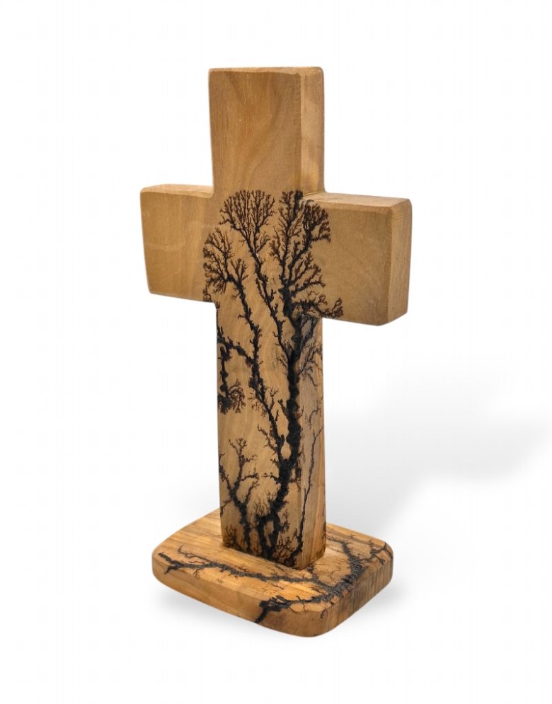 Ηandcrafted olive wood table cross 9*16cm | Pyrography with electricity