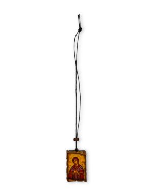 Hanging Car Pendant Amulet with Virgin Mary of Seven Swords & Saint Christopher