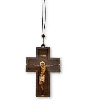 Wooden Hanging Car Cross with Plexiglass 6cm – Amulet