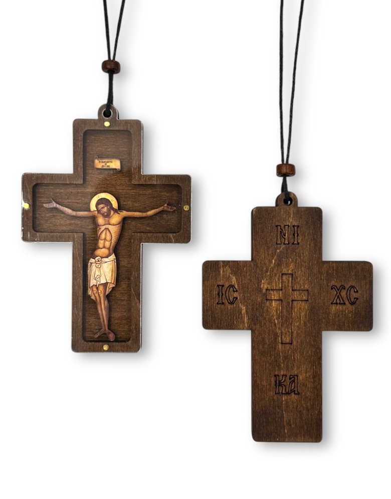 Wooden Hanging Car Cross with Plexiglass 9cm – Amulet