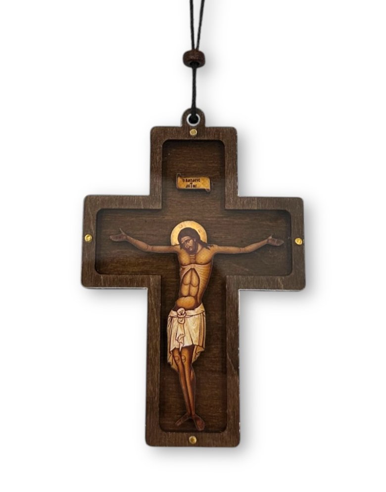 Wooden Hanging Car Cross with Plexiglass 9cm – Amulet