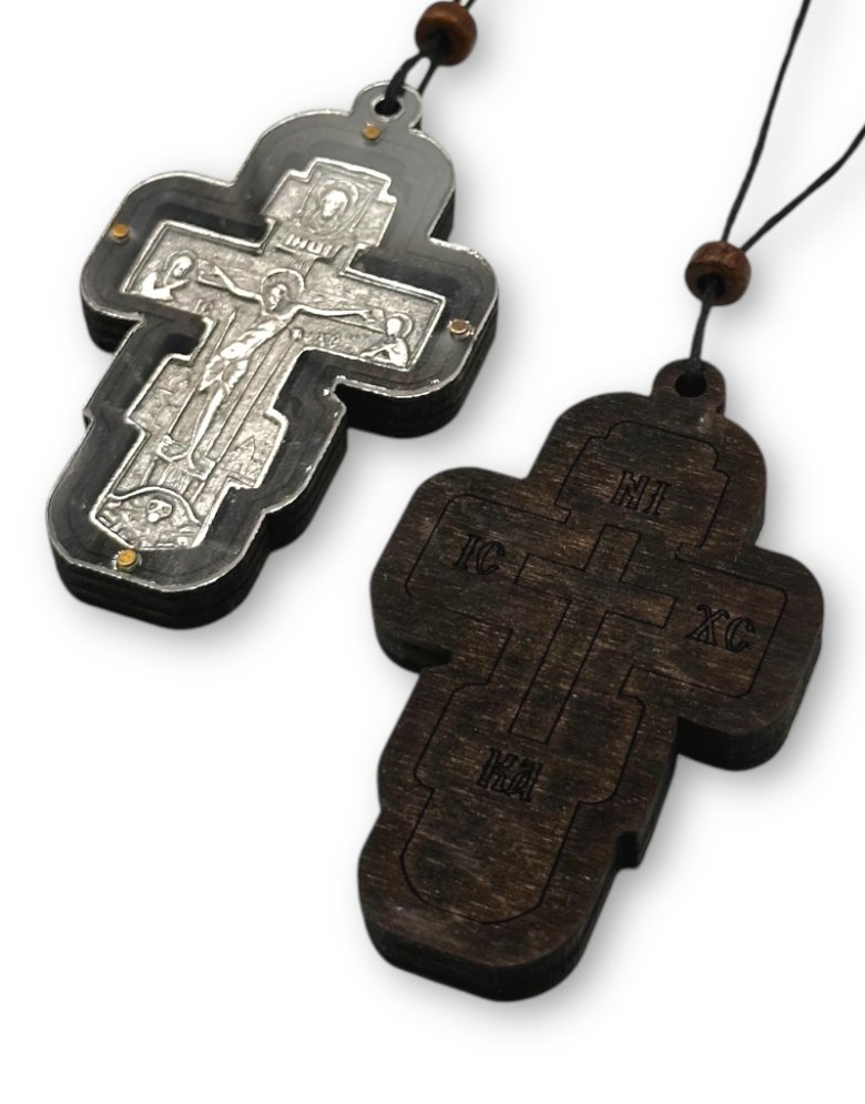 Wooden Hanging Car Cross with Plexiglass 7cm – Amulet Crucifix