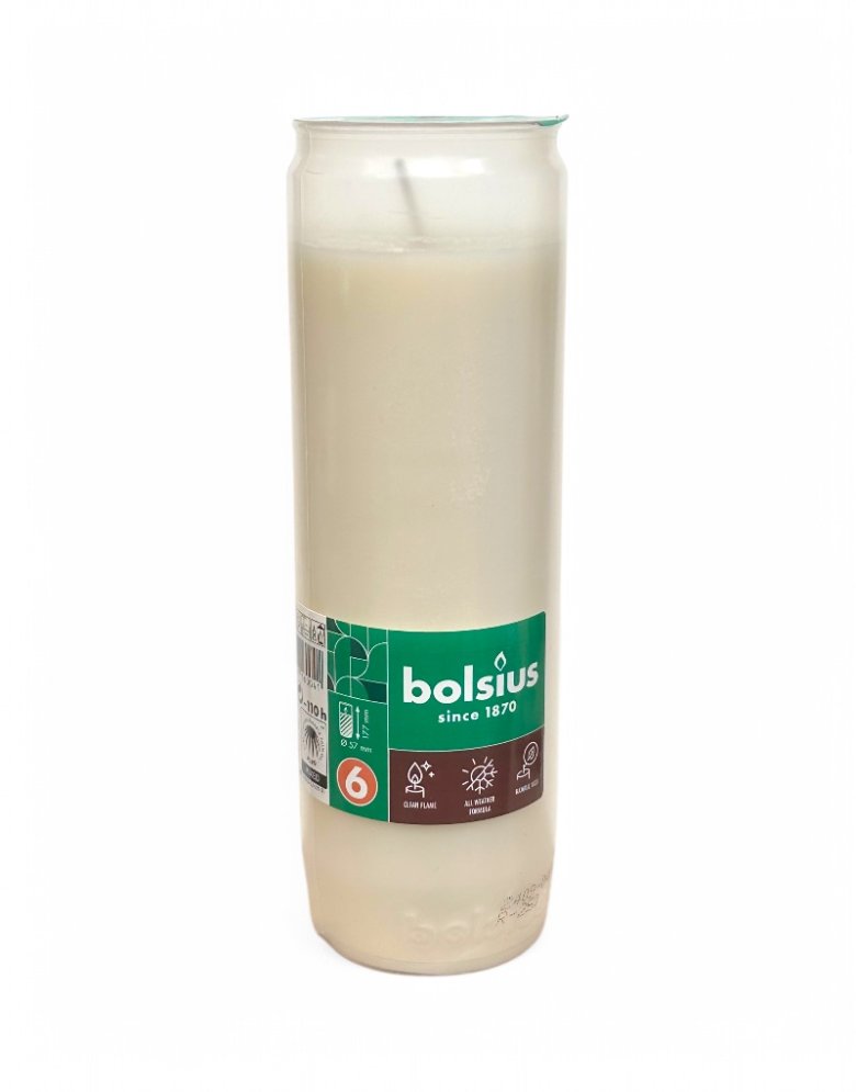 Bolsius 6-Day Memorial Candle – White (Vegetable Wax)