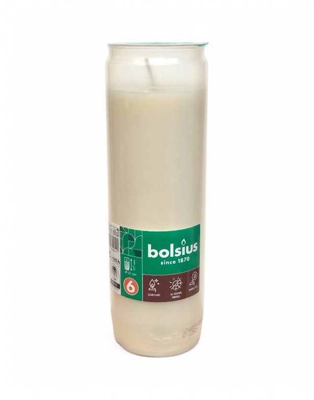 Φυτικό Κερί Αφιέρωσης Bolsius 6 Ημερών - Λευκό