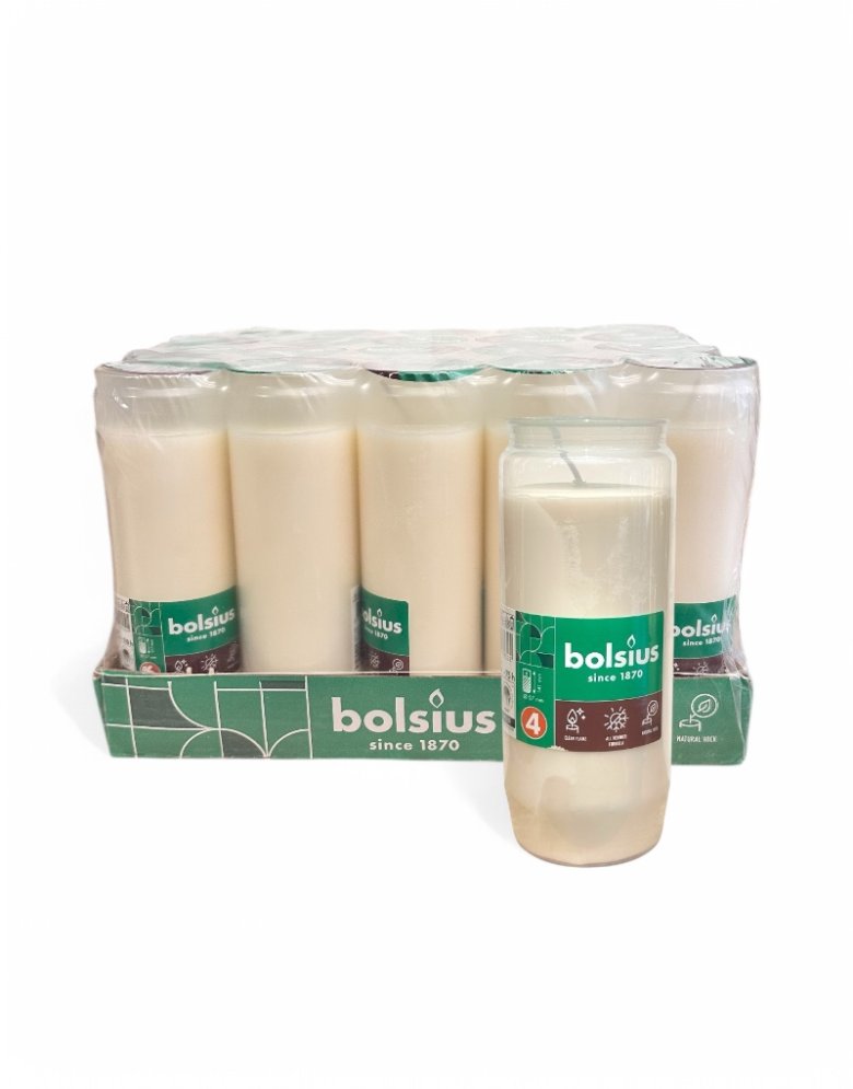 Bolsius 4-Day Memorial Candle – White (Vegetable Wax) Box of 20pcs