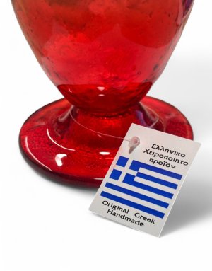 Fusing Blown Glass Table Oil Lamp Red 12cm –  Handmade Greek