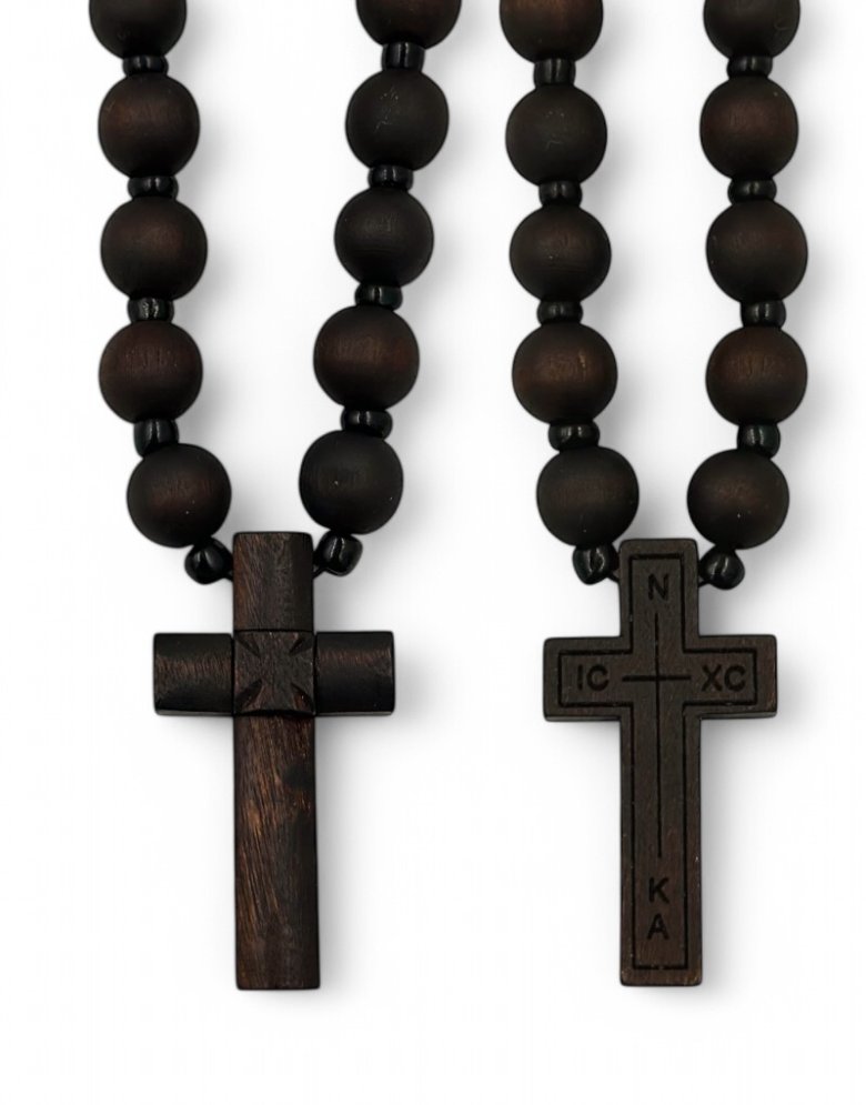 Handmade Athonite Wooden Cross Necklace Carved