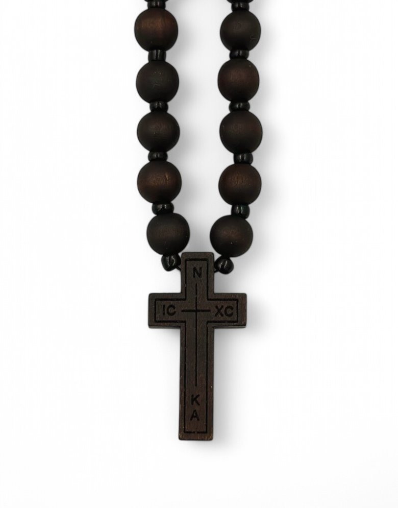 Handmade Athonite Wooden Cross Necklace Carved