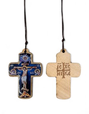 Hanging Car Cross with the Crucified Christ – Wooden with Liquid Glass Coating