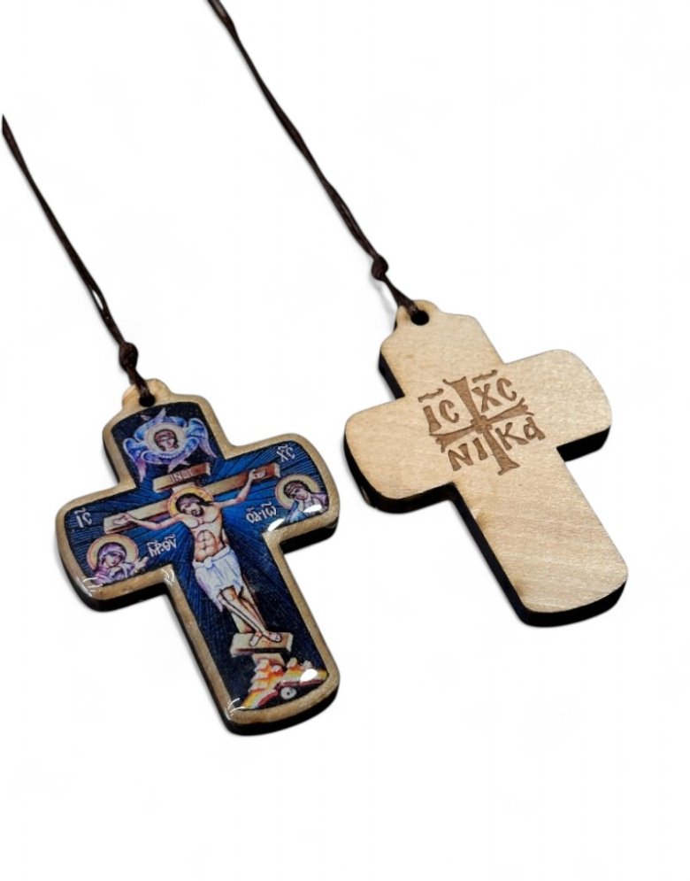 Hanging Car Cross with the Crucified Christ – Wooden with Liquid Glass Coating