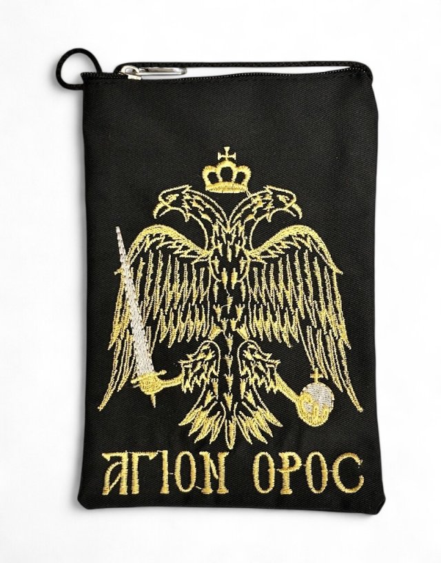 Κεντητή θήκη λαιμού αγιορείτικη με δικέφαλο αετό