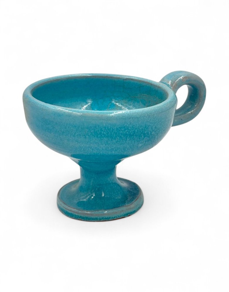 Handmade Ceramic Incense Burner – Light Blue, 8 cm Diameter
