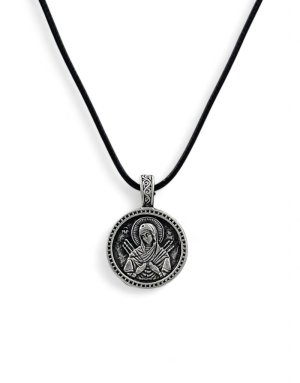 Silver-Plated Pendant Necklace - Virgin Mary with the 7 Swords
