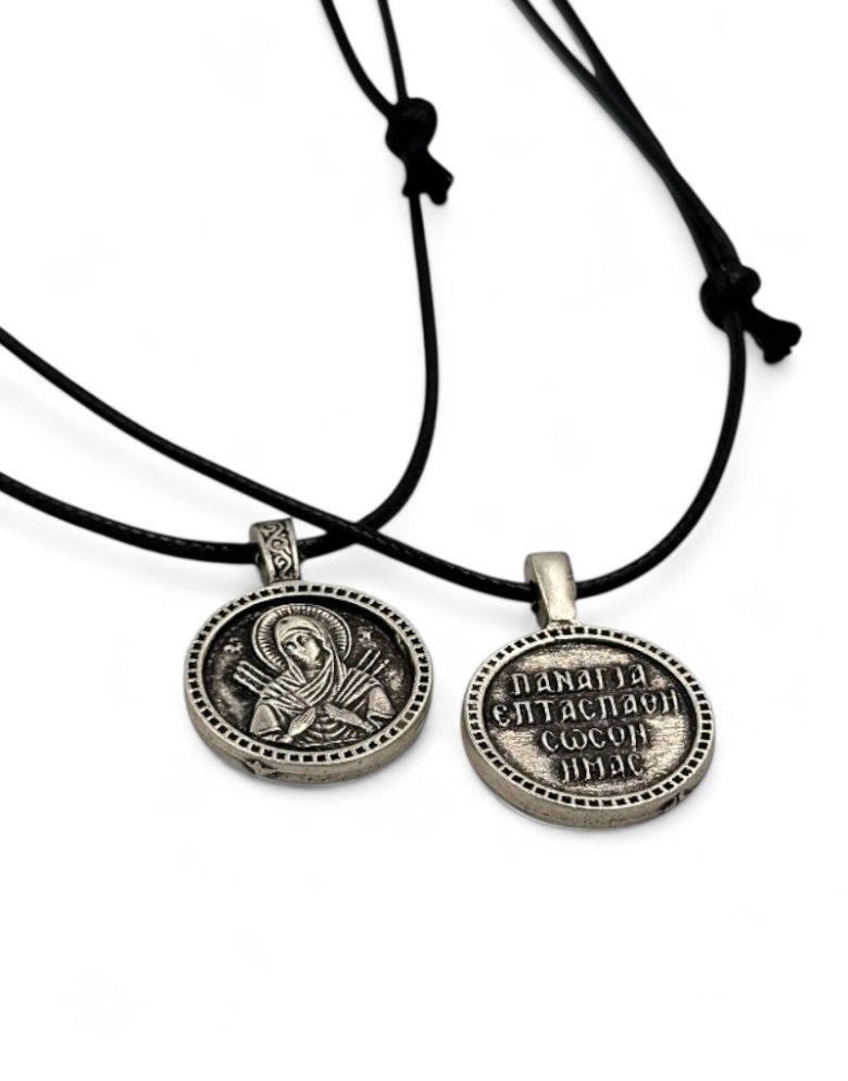Silver-Plated Pendant Necklace - Virgin Mary with the 7 Swords