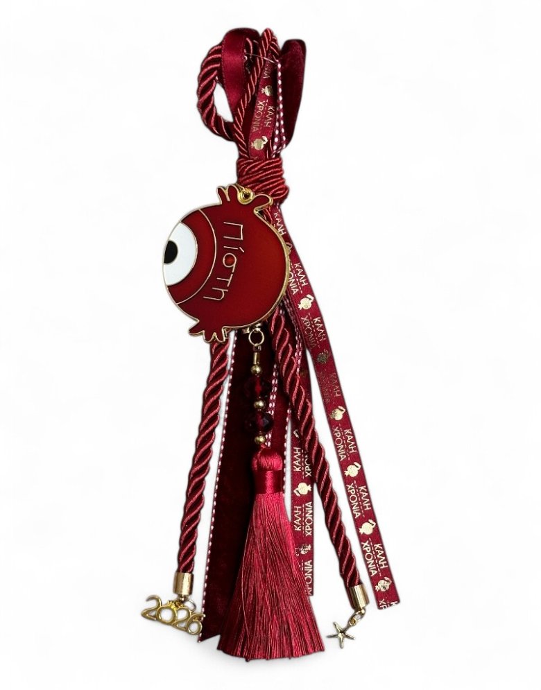 Good Luck Charm 2026 Red with Enamel Pomegranate ~30cm